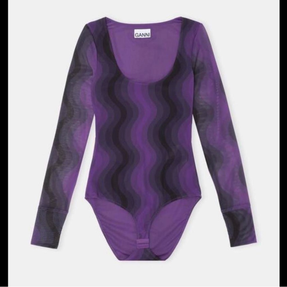 Nwt Ganni Purple Wave Bodysuit